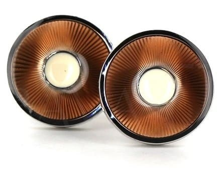 Striped Brown Enamel Circular Cufflinks