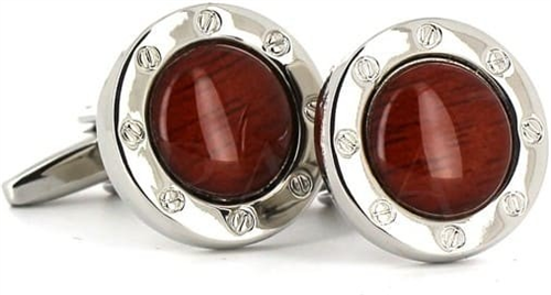 Wood-Tone Enamel Cufflinks