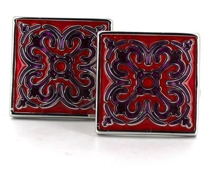 Abstract Red Enamel Square Cufflinks