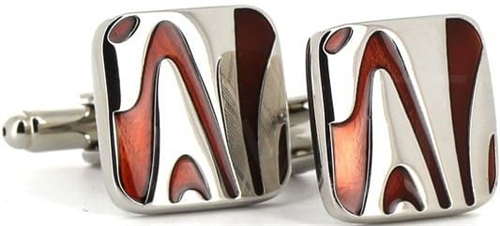 Bicolor Enamel Square Cufflinks