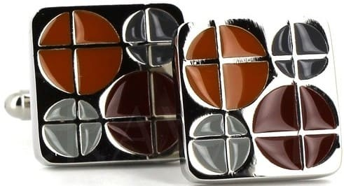 Square Enamel Cufflinks with Circles
