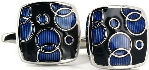 Square Enamel Cufflinks with Circles I