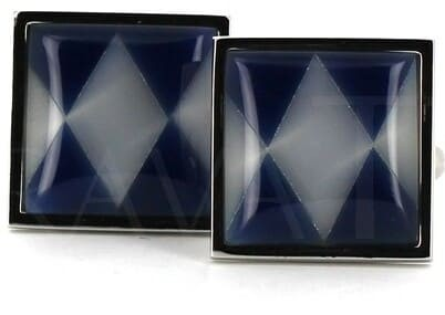Square Enamel Cufflinks with Diamond Pattern