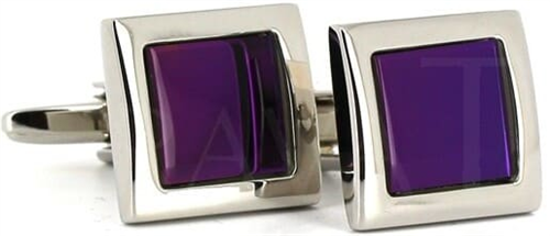Magenta Enamel Square Cufflinks