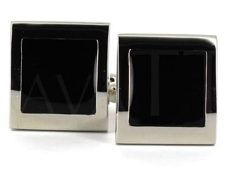 Black Enamel Square Cufflinks II