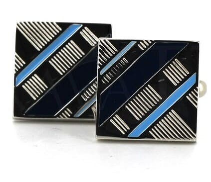 Striped Enamel Square Cufflinks