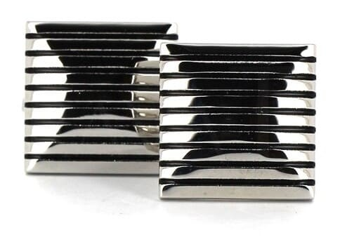 Square Enamel Cufflinks with Horizontal Stripes