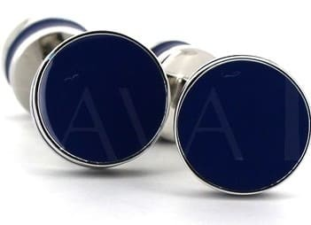 Navy Blue Double Ball Enamel Cufflinks