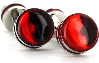 Enamel Double Ball Cufflinks in Burgundy