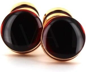 Gold and Garnet Double Ball Enamel Cufflinks