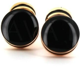 Black and Gold Double Ball Enamel Cufflinks