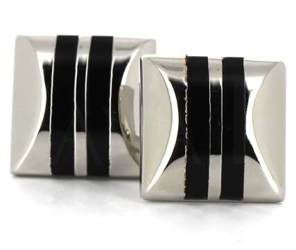 Double Black Stripe Enamel Cufflinks