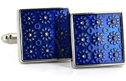 Blue Floral Enamel Cufflinks