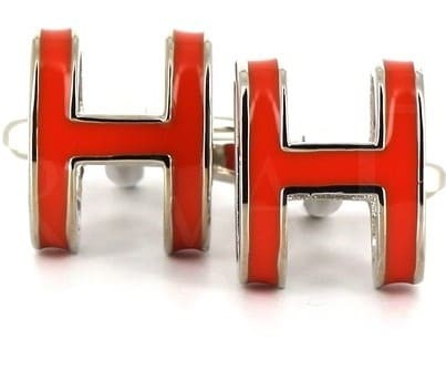Orange Enamel H Cufflinks