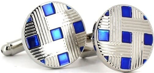 Enamel Cufflinks with Blue Speckles