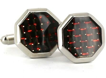 Red and Black Enamel Octagonal Cufflinks