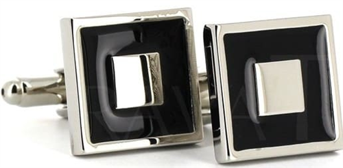 Enamelled Silver and Black Cufflinks VII