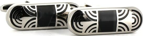 Silver and Black Enamel Cufflinks X