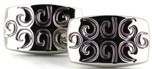 Silver and Lilac Enamel Cufflinks