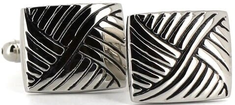 Silver and Black Enamel Cufflinks