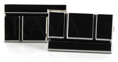 Silver and Black Enamel Cufflinks III