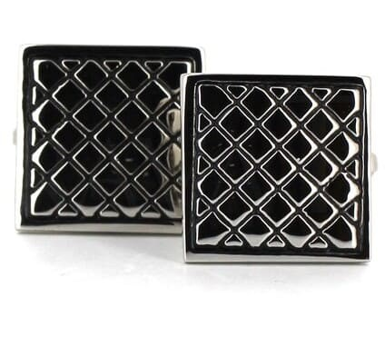 Silver and Black Enamel Cufflinks IV