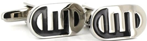 Silver and Black Enamel Cufflinks IX