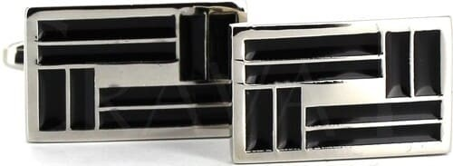 Silver and Black Enamel Cufflinks VI