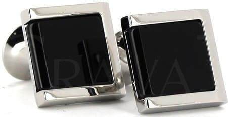 Silver and Black Enamel Cufflinks VIII