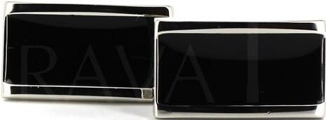 Silver and Black Enamel Cufflinks X