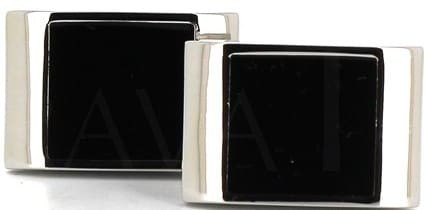 Silver and Black Enamel Cufflinks XI
