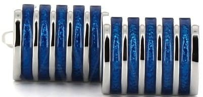 Enamelled Blue Striped Cufflinks II