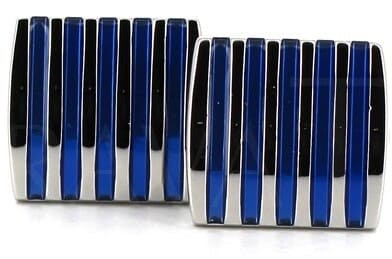 Enamelled Cufflinks Blue Stripes III
