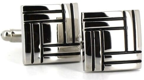 Enamelled Black Striped Cufflinks