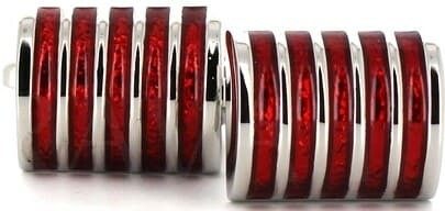 Red Striped Enamel Cufflinks