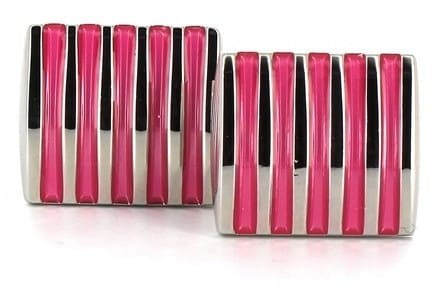 Pink Striped Enamel Cufflinks