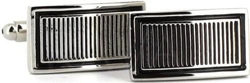 Rectangular Enamel Cufflinks B&W