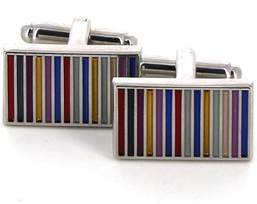 Multicolor Enamel Rectangular Cufflinks