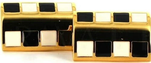 Tricolor Enamel Rectangular Cufflinks