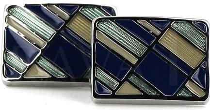 Tricolor Enamel Rectangular Cufflinks IV