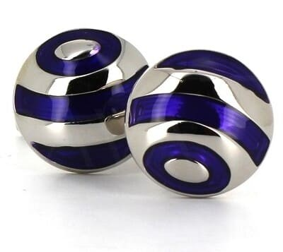 Round Purple Enamel Cufflinks