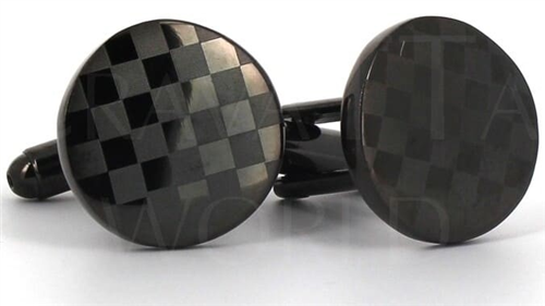 Black Circular Laser Cufflinks