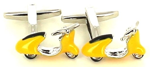 Yellow Vespa Scooter Cufflinks