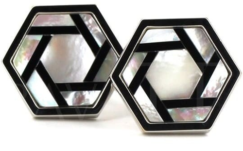 Hexagonal Mother-of-Pearl Cufflinks