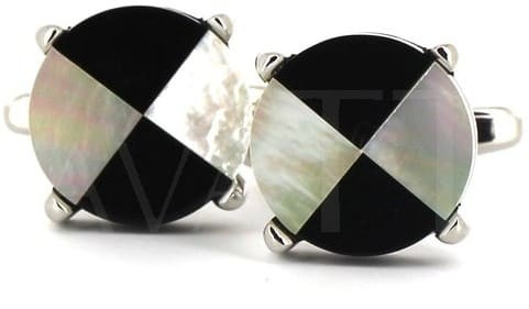 Ivory and Black Mother-of-Pearl Cufflinks