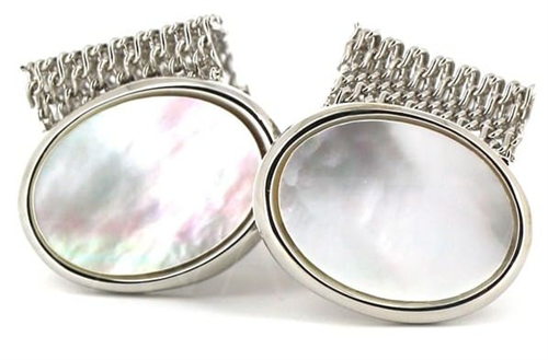Ivory Mother-of-Pearl and Silver Cufflinks