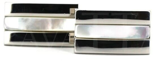 Silver Rectangular Mother-of-Pearl Cufflinks
