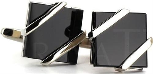 Black and Silver Cufflinks VI