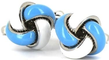 Blue and White Knot Cufflinks