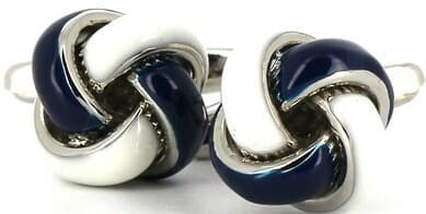 White and Navy Knot Cufflinks